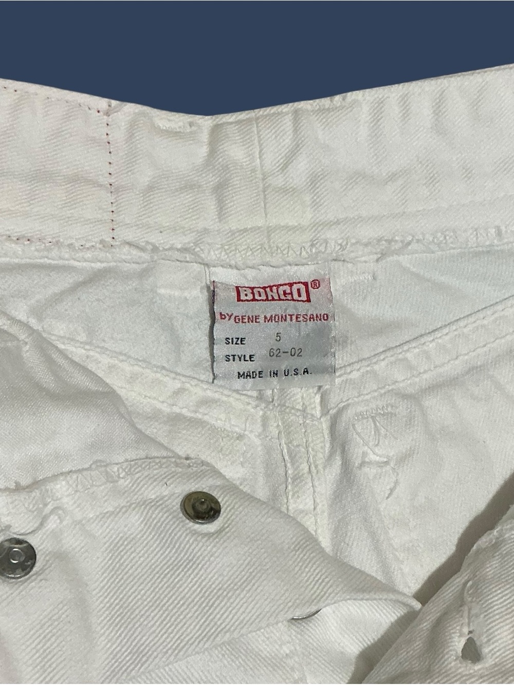 Vintage Bongo Gene Montesano USA White Denim Button Fly Shorts High Rise - Picture 5 of 6
